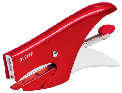 Produktbild von Leitz WOW Heftzange, rot, 15 Blatt Kapazität, ergonomisches Metallgehäuse, inkl. 1000 Heftklammern
