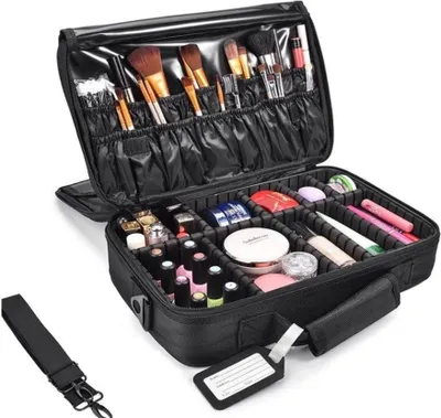 Immagine prodotto di Confibel Astuccio per cosmetici - Astuccio per make-up con scomparti regolabili - Beauty case per make-up e nail stylist - 40 x 30 x 14 cm