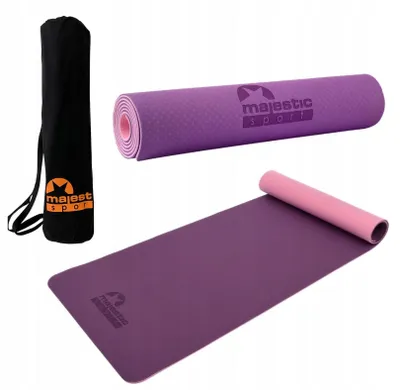 Majestic Sport Yogamatte 183 × 61 cm aus TPE, rutschfest, rosa, mit Tragetasche