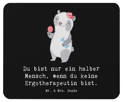 Produktbild von Mr. & Mrs. Panda Mauspad Ergotherapeutin Herz - Schwarz - Geschenk, Ausbildung, Spruch, Mousepad, mausteppich, Witzig, Mouse Pad, mousematte, Lustig, pc, Beruf