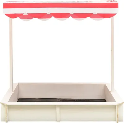 Produktbild von vidaXL Sandkasten mit Verstellbarem Dach Tannenholz Weiß und Rot UV50