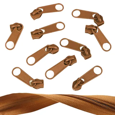 10 Reißverschluss Zipper für Endlosreißverschluss, 5mm, rehbraun
