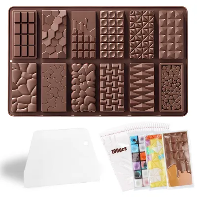 Obrázok produktu pre Silikónová forma na čokoládové tyčinky (12 kusov) s škrabkou