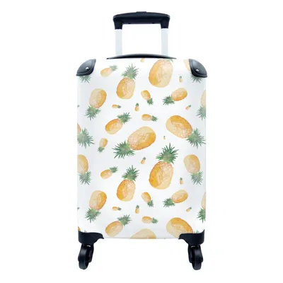 Produktbild von MuchoWow® Koffer Handgepäck Trolley Rollkoffer Kleine Reisekoffer mit 4 Rollen - Ananas - Aquarellfarbe - Muster - Cabin Size < 55x40x23 cm & 55x40x20 cm - Fotokoffer - Kabinenkoffer - Boardgepäck - Reise-Box - Reisekoffer - Reisegepäck - Koffer mit Bild - Trolley für Kinder