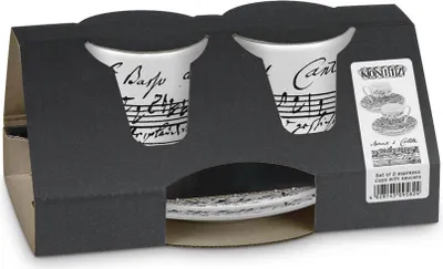Immagine prodotto di Könitz Coffee Cantata Espresso Geschenkset, 4-tlg., 2 Espresso Tassen mit Untertasse, Porzellan, 85 ml, 11 5 054 0637