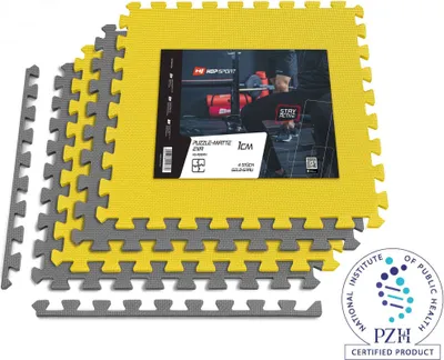 Produktbild von Hop-sport Podložka puzzle EVA 1cm - 4 ks šedo / žlutá I Ochrana podlahy