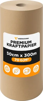 Produktbild von Kraftpapier Rolle 50 cm x 300 m Packpapier 70 g/m² braun
