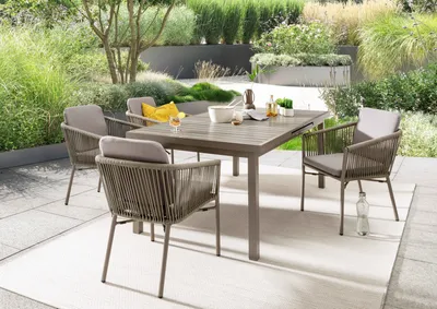 Produktbild von Destiny Sitzgruppe LUCCA IMOLA 4 Sessel + Tisch 165/215x100x75cm ausziehbar
