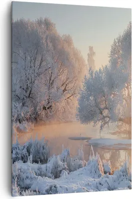 Produktbild von Bild auf Leinwand - Leinwandbild - Einteilig - Winter Schnee Fluss - 70x100cm - Wand Bild - Wanddeko - Wandbilder - Leinwanddruck - Wanddekoration - Leinwand bilder - Wandbild - PA70x100-4108