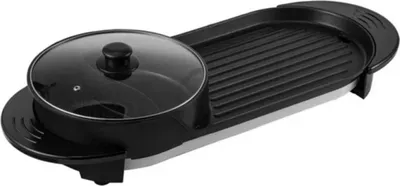 Obrázek produktu pro gril a varná konvice 2 v 1 - Elektrický 2200 W - Funkce varné konvice a grilu - 5 rychlostí - Nepřilnavý povrch - Pro 2-8 osob - Černý