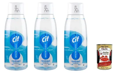 Produktbild von Cif Infinite + Clean Tutto in 1 Sensitive Fiori di Loto & Sali Minerali RICARICA 590ml, Mehrzweck-Oberflächenreiniger-Nachfüllpackung, 3 x 590 ml + Italian Gourmet polpa 400gr