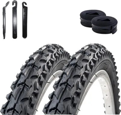 Produktbild von 2 x Roverstone 24" Fahrradreifen Fahrradmantel schwarz 57-507  (24x2,125) + 2 Schläuche AV inkl. 3 x Reifenheber