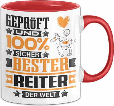 Produktbild von Reiter Geschenk Lustiger Spruch für Reiter Geschenkidee Bester Reiter Der Welt (Rot)