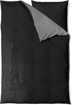 Produktbild von Winter Bettwäsche Teddy Plüsch 135x200 + 80x80 Bettbezug Cashmere Touch Nicki Uni / Wende Schwarz Grau