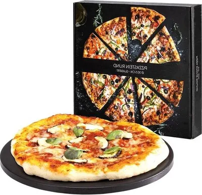 Image de Plaque à pizza en céramique Ø 30 cm, noire, pour four et barbecue