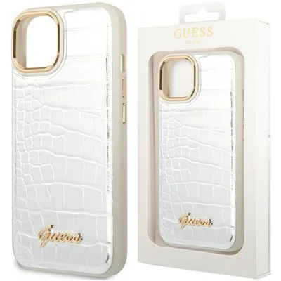 Produktbild von Guess Apple iPhone 14 Plus Hardcase Schutzhülle Croco Collection Silber