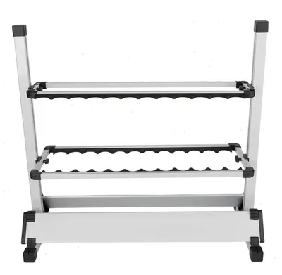 Image de Lot de supports pour cannes à pêche - Supports muraux - 2 pièces - Pour 24 cannes à pêche - Réglables en hauteur - 71,5 × 31 × 70 cm - Blanc