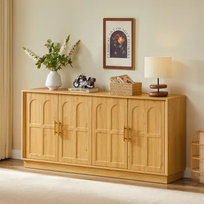 Produktbild von STILVORA Sideboard mit großem Stauraum und gewölbter Front, 169 cm TV-Schrank mit moderner Vitrinenfunktion, Aufbewahrungsschrank für Wohnzimmer, Küche, Esszimmer und Flur