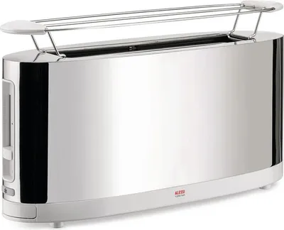 Produktbild von Alessi SG68 W Design Toaster mit Brötchenaufsatz, aus Edelstahl und PC, weiß (SG68 W)