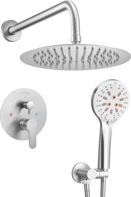 Obrázok produktu pre Sprchová batéria s 10" okrúhlou sprchovou hlavicou a ručnou sprchou, brúsený nikl