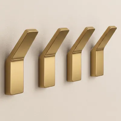 Produktbild von doporro 4 Stück Garderobenhaken Zinklegierung, Kleiderhaken Wand, selbstklebend Wandhaken für Jacken, Handtücher, Gebürstet gold Stalo-13