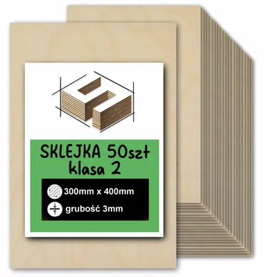 Imagen del producto de Tableros rectangulares de contrachapado de abedul sin tratar – corte y grabado láser, fresado CNC, modelismo, marquetería, pirograbado, pintura, decoupage y manualidades – calidad 2 – 30 × 40 cm (300 × 400 mm) – 3 mm – 50 unidades