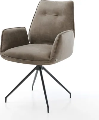 Produktbild von DELIFE Esszimmerstuhl Zoa-Flex Mikrofaser Taupe Vintage Kreuzgestell konisch Schwarz Taschenfederkern