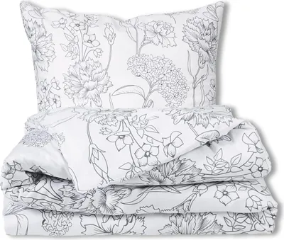 Immagine prodotto di Set di biancheria da letto in raso 220x200 ESCLUSIVO fiori in grigio primavera