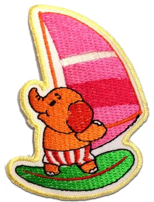 Obrázok produktu pre Surfujúci slon - nášivka, nažehľovacia, nášivky, nášivky, nažehľovacie, veľkosť: 6,0 x 8,5 cm