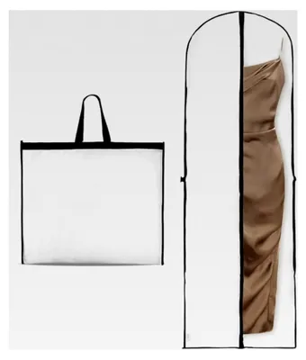 Produktbild von Langer Kleidersack, mottenfeste Kleidersäcke, faltbare Kleiderhülle, atmungsaktive Kleidersäcke, Kleidersack mit Reißverschluss, staubdichte Kleidersäcke für Brautkleider und Abendkleider, 180×60cm