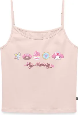 Produktbild von Spreadshirt My Melody Mit Flat Und Gebäckstücken Frauen Premium Organic Top mit Spaghettiträgern, XXL, Puderrosa