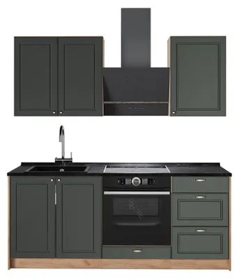 Produktbild von Singleküche Vicco Fame-Line Grün-Gold Landhaus/Goldkraft Eiche 190 cm, AP Anthrazit, Model 64883
