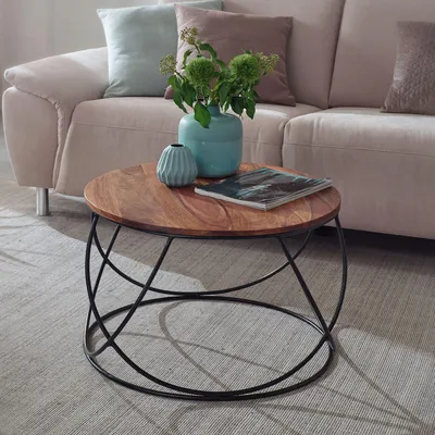 Produktbild von Wohnling couchtisch massivholz 60 cm wohnzimmertisch sofatisch rund tisch holz | Wohnling