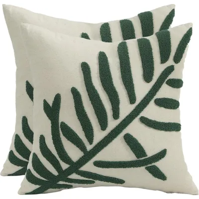Produktbild von Bestickte Wurfkissenbezüge 40x40 cm Blumenmuster Grün 2 Stück