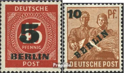 Produktbild von Briefmarken Berlin (West) 1949 Mi 64-65 gestempelt Grünaufdruck