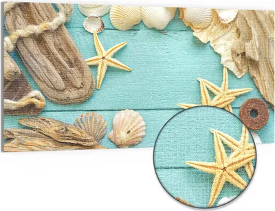 Produktbild von DEQORI Hybrid Leinwand Bild 100x50 cm 'Meeresmärchen' Wandbild Glas flach modern