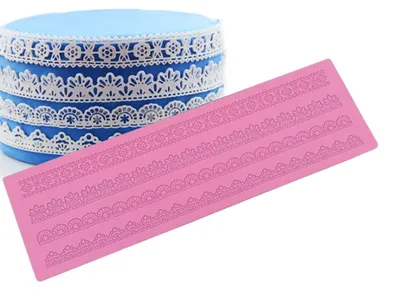 Silikon-Fondantform, Spitzenmuster, 38,8 x 12 cm, rosa