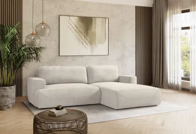 Produktbild von KSHOMECONCEPT Ecksofa LUNA L mit Schlaffunktion und Bettkasten, Modell Rechts, Ecru