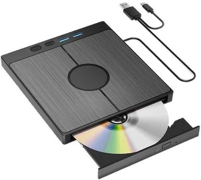 Obrázok produktu pre Externý pevný disk 7 v 1 pre PC, prenosný, s rozhraním USB 3.0/USB-C a slotom na karty SD/TF, podporuje optické disky s kapacitou až 100 GB, určený pre počítače s Windows a notebooky s batériovým napájaním.