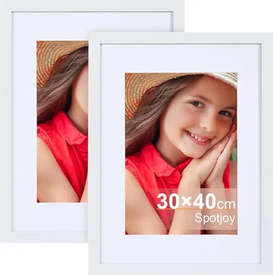 Produktbild von Bilderrahmen 30x40cm Weiß 2er-Set mit Passepartouts und MDF Rahmen