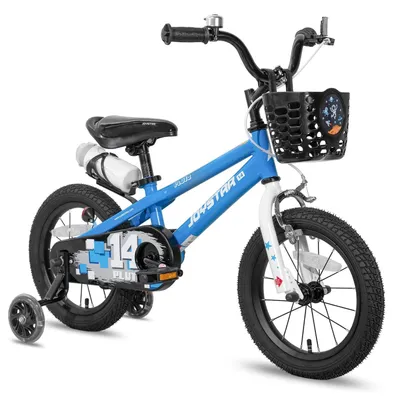 Kinder-Mountainbike 12 Zoll, Blau, mit Korb, Stahlrahmen