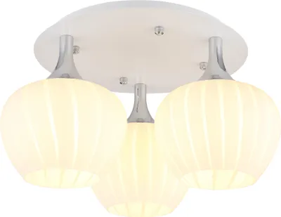 Produktbild von Globo Lighting Deckenleuchte Metall weiß matt, Metall verchromt, Glas opal, satiniert, Gläser mit Dekorrillen, ø: 450mm, H: 255mm, exkl. 3x E27 40W 230V