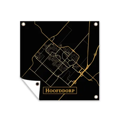 Obrázek produktu pro MuchoWow® Zahradní plakáty - Karta - Hoofddorp - Luxury - Gold - Black - 100x100 cm - Zahradní dekorace