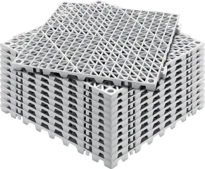 Zdjęcie produktu dla Zestaw płytek blokujących - 12 szt. Płytki podłogowe drenażowe 30 x 30 cm - Płytki podłogowe PVC na taras, do łazienki, na basen - szare