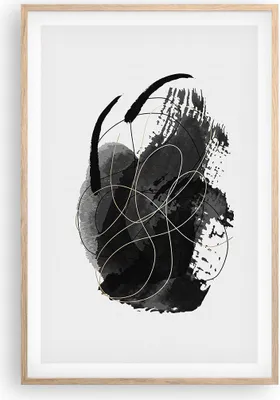 Produktbild von Gerahmtes Poster - Rahmen in heller Eiche - Abstraktion Schwarz Flecken - 61x91,5 cm - Wand Bild - Wanddeko - Wandbilder - Kunstposter - Wandposter - Bilderrahmen - Bilder - Kunstdruck P2NPA61x91-4368