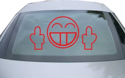 Produktbild von Indigos UG - Aufkleber Heckscheibe & Motorklappe DE6032 - rot - 600x299 mm - Smile Fuck You - Auto Scheiben Fenster Heckklappe Tuning Racing JDM - Die cut
