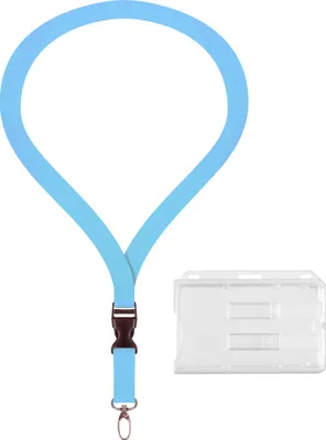 Produktbild von 10 Stück SET: 5x Lanyard Himmelblau Keyholder Umhängeband 20mm Polyester mit Steckschnalle und starkem Karabinerhaken + 5 x Ausweis Halter Kartenhalter Keychain Lanyards Schlüsselband