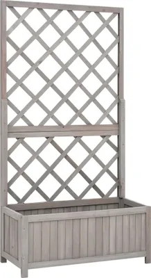 Produktbild von Eleganten-Stil Garten-Spalier mit Blumenkasten Grau 70x30x135 cm Tannenholz Beete81720