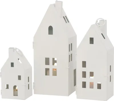 Immagine prodotto di Portacandela - 11 x 32 cm - Bianco - Ferro - Verniciato - Casa con finestra