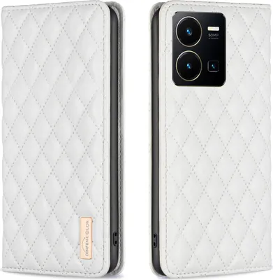 Produktbild von VIVO Y35 4G Y22S Hülle, Elegant Bookstyle Flip Leder Kartenfächer Schutzhülle mit Ständer für VIVO Y35 4G Y22S Weiß
